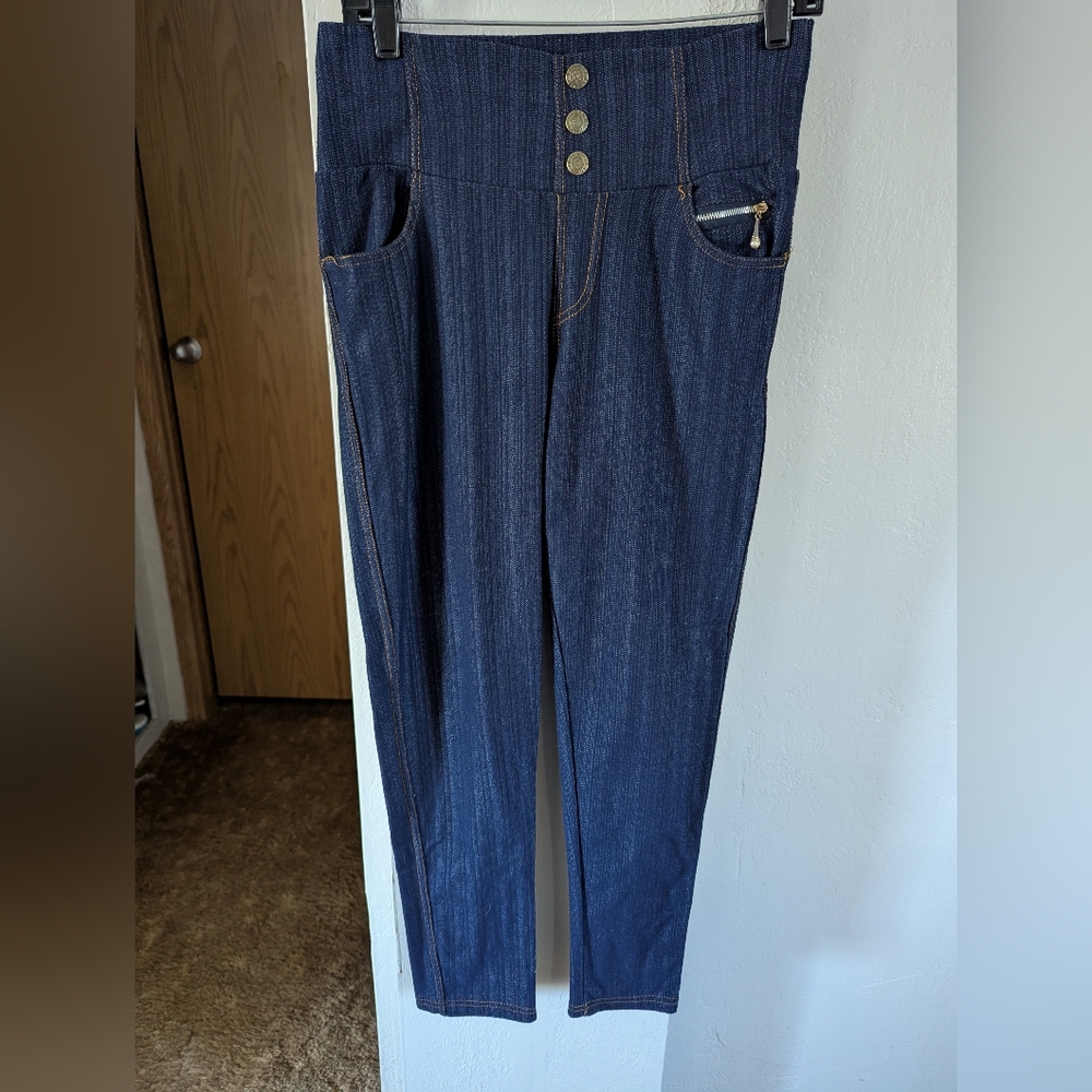 High-Waisted Blue Denim Jeans